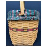 Longaberger Large Christmas Basket with Plaid Liner and Plastic Insert - 1997