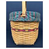 Longaberger Large Christmas Basket with Plaid Liner and Plastic Insert - 1997