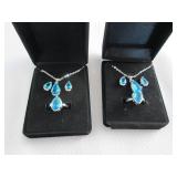 2 Dazzling SeaBlue Teardrop Pendant...