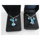 2 Dazzling SeaBlue Teardrop Pendant...