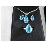 2 Dazzling SeaBlue Teardrop Pendant...