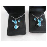 2 Dazzling SeaBlue Teardrop Pendant...