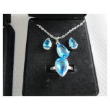 2 Dazzling SeaBlue Teardrop Pendant...