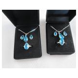 2 Dazzling SeaBlue Teardrop Pendant...