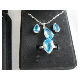 2 Dazzling SeaBlue Teardrop Pendant...