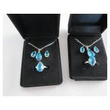 2 Dazzling SeaBlue Teardrop Pendant...