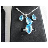 2 Dazzling SeaBlue Teardrop Pendant...