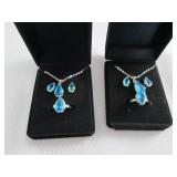 2 Dazzling SeaBlue Teardrop Pendant...