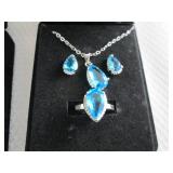 2 Dazzling SeaBlue Teardrop Pendant...
