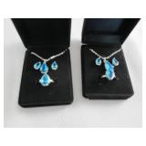 2 Dazzling SeaBlue Teardrop Pendant...