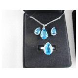 2 Dazzling SeaBlue Teardrop Pendant...