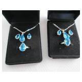 2 Dazzling SeaBlue Teardrop Pendant...
