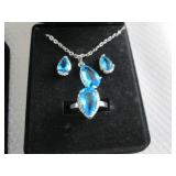 2 Dazzling SeaBlue Teardrop Pendant...