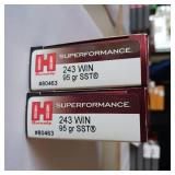 HORNADY SUPERFORMANCE 243 WIN 95 gr SST ** LOT OF 2 BOXES
