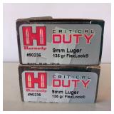 HORNADY CRITICAL DUTY 9MM LUGER 135 gr ** 2 BOX LOT