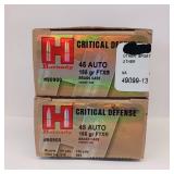 CRITICAL DEFENSE ** 45 AUTO HORNADY ** 186 gr FTX BRASS CASE ** lot of 2 boxes