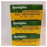 REMINGTION MADE 223 REMINGTON RIFLE 55 gr PSP ** LOT OF 3 BOXES