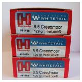 60rds - 6.5mm Creedmoor Hornady American Whitetail 129gr. InterLock SP Ammo - 2820fps
