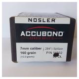 50 rounds - 7mm - Nosler Accubond (.284) - Spitzer - 160gr Bullets