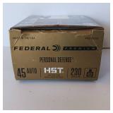 Federal Premium - 45 AUTO - Personal Defense - HST- Jacketed Hollow Point - 230GR - 20 Centerfire Pistol Cartridges