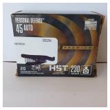 Federal Premium - 45 AUTO - Personal Defense - HST- Jacketed Hollow Point - 230GR - 20 Centerfire Pistol Cartridges