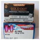 40 S&W - 180GR - 2 box lot - Hornady - Speer Gold DOt - Personal Protection - 40 rounds total