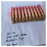 Weatherby Ammo - 340 WBY MAG - Ballistic Tip - 20 rounds Ammunition - No Box