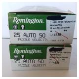 25 AUTO Ammunition - x2 - 50 round boxes (100 total) Remington UMC Ammo