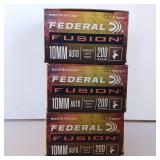 10MM Auto Ammo - Federal FUSION - 200Gr. Bonded Soft Point - 60 rounds total (3 boxes)