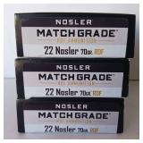 22 NOSLER - 70Gr. RDF Ammunition - Match Grade Ammo - 3 Boxes - **60 Rounds total**