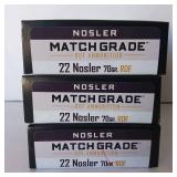 22 NOSLER - 70Gr. RDF Ammunition - Match Grade Ammo - 3 Boxes - **60 Rounds total**