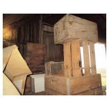 Collection of vintage wooden crates...