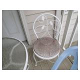 3pc white metal patio set with glas...