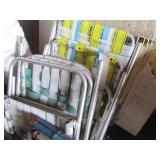 Vintage metal framed lawn chairs an...