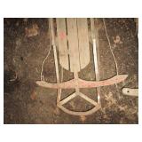 Pair of vintage metal and wood down...