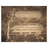 Pair of vintage metal and wood down...