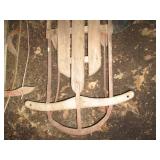 Pair of vintage metal and wood down...