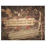 Pair of vintage metal and wood down...