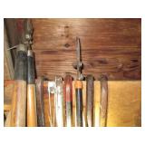 Collection of crow bars and (2) gar...