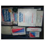 Vintage metal first aid kit, staple...