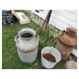 Pair of vintage metal milk cans and...