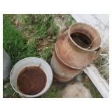 Pair of vintage metal milk cans and...