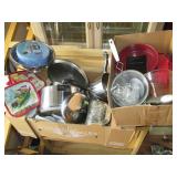 Pots, pans, metal strainer, bakewar...