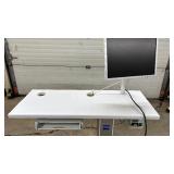 Power Hi Low Desk Table With Monitor & Drawer