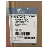 1 Case (500 each) NEW Tidi 917343 17" x 18" 2-Ply Tissue/Poly Specialty Bibs - Blue Color