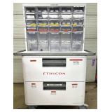 MSRP $12,000 Ethicon Procedure Cart EPC01 – Designed for OR organization -20 small sliding bins, 5 large pivoting bins & 2 spacious drawers. Features magnetic drawer dividers and locking wheels 