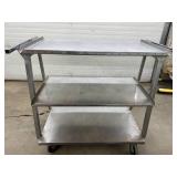 Industrial 3-Shelf Stainless Steel Utility Cart – Heavy-duty, rust-resistant design – Perfect for storage and transportation in industrial, kitchen, or medical environments – Easy to maneuver wi
