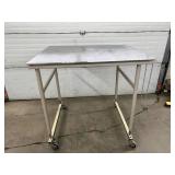 MSRP $3000 Phelan Straddle Mobile Surgical Instrument Table – Adjustable height with chain for custom positioning – Sturdy, durable design – Easy to move with smooth-rolling casters – Good Con