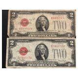 1928 G Red Seal $2 Dollar Notes