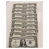 10 Blue Seal $1 Dollar Silver Certificates